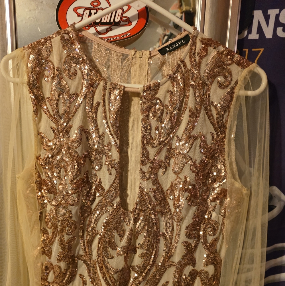 Banjul Rose Gold And Cream Long Pant Catsuit Size Large